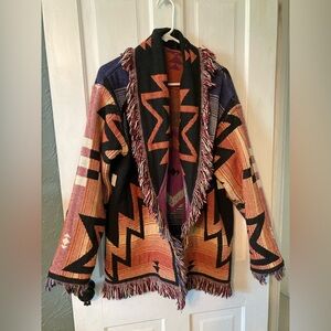 Blanket Jacket with Fringe